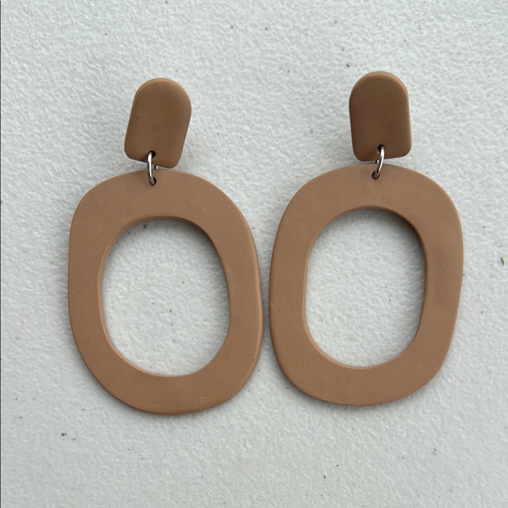 Handmade Tan Clay Earrings